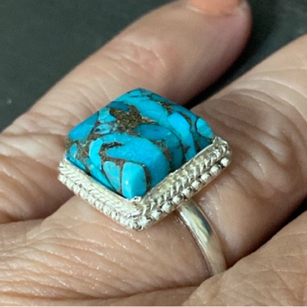 Source Unknown Turquoise And Silver Ring - image 2